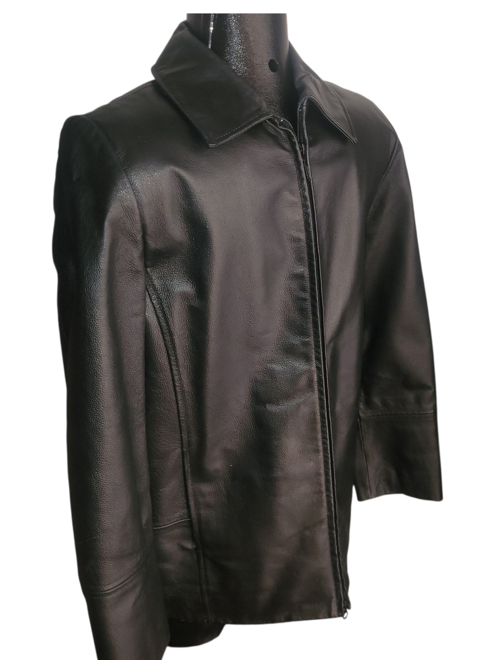 Danier Men's Black Classic Leather Zip-Front Jacket Size 6-8 - Picture 3 of 6
